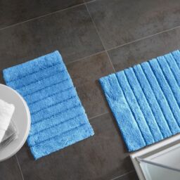 Allure Bath Fashions Ribbed Two Piece Bath Mat Set - 100% Cotton in Blue - thumbnail 2