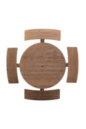 Garden Sanctuary 8-Seat Outdoor Round Wood Picnic Table & Bench Set in Brown - thumbnail 5