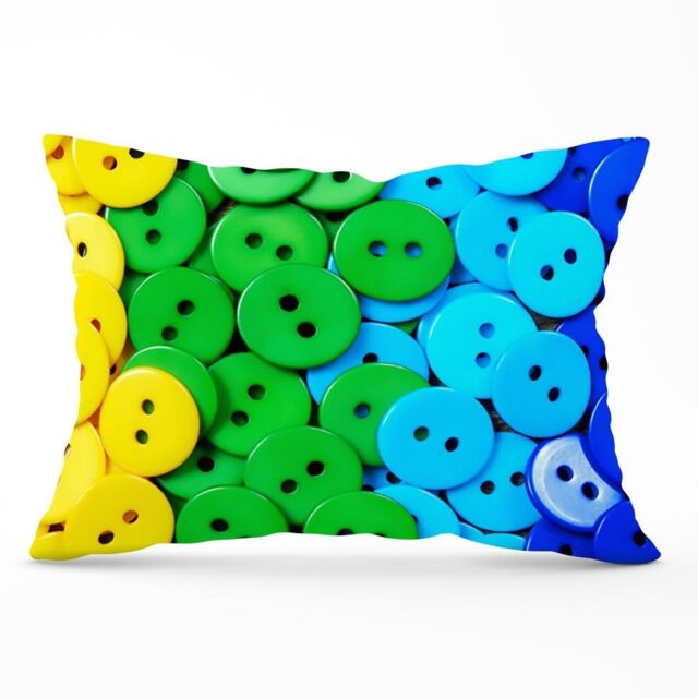 Warren Reed - Designer Colourful Buttons Cushions in Green - Size: 60 cm x 60 cm - image 1