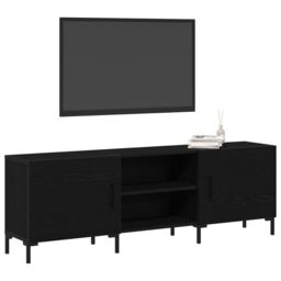 Berkfield Home TV Cabinet Black Oak 150x30x50 cm Engineered Wood - Size: 150 x 30 x 50 cm - thumbnail 3