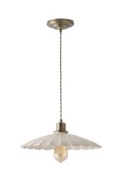 ValueLights Holborn Brushed Gold with Scallop Shade Ceiling Pendant Light in Cream - thumbnail 6