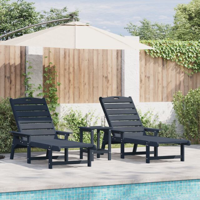 Berkfield Home 3 Piece Garden Lounge Set Navy Blue HDPE - image 1