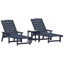 Berkfield Home 3 Piece Garden Lounge Set Navy Blue HDPE - thumbnail 3