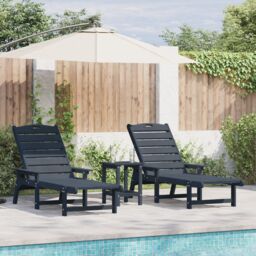 Berkfield Home 3 Piece Garden Lounge Set Navy Blue HDPE - thumbnail 1