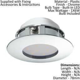 Loops Wall / Ceiling Flush Downlight Chrome Round Recess Spotlight 6W Built in LED - thumbnail 2