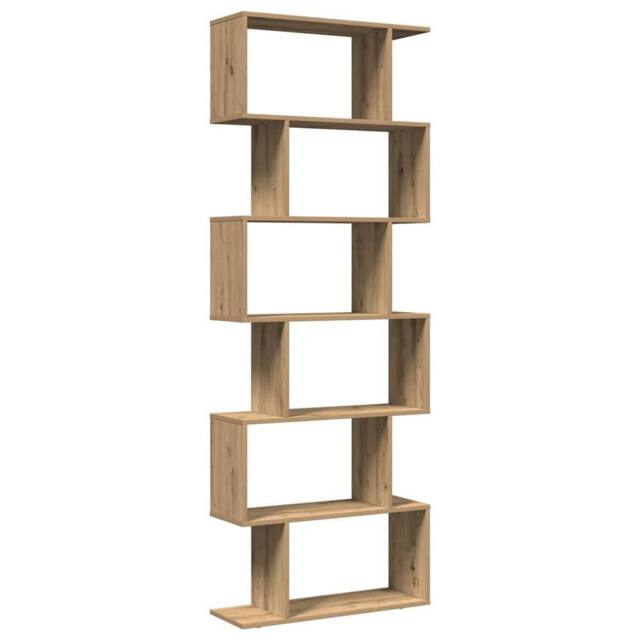 Berkfield Home Room Divider Bookcase 6-Tier Artisan Oak 70x24x193 cm Engineered Wood in Brown - Size: 70 x 24 x 193 cm - image 1