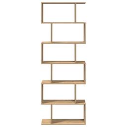 Berkfield Home Room Divider Bookcase 6-Tier Artisan Oak 70x24x193 cm Engineered Wood in Brown - Size: 70 x 24 x 193 cm - thumbnail 5