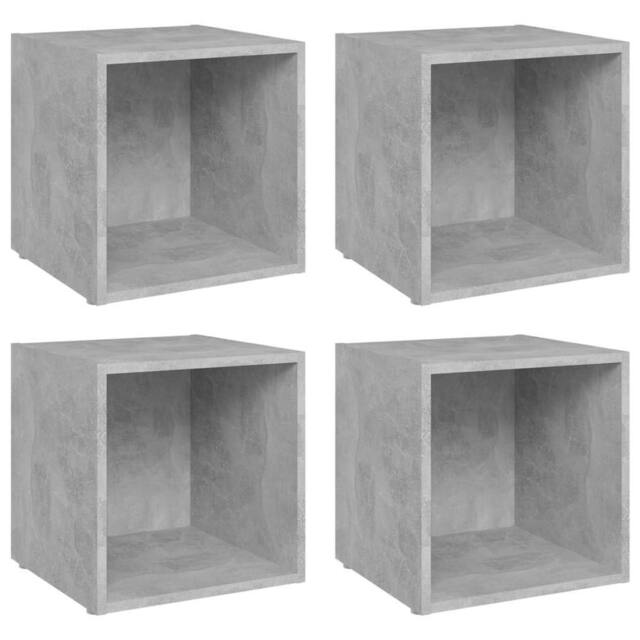 Berkfield Home TV Cabinets 4 pcs Concrete Grey 37x35x37 cm Engineered Wood - Size: 37 x 35 x 37 cm - image 1