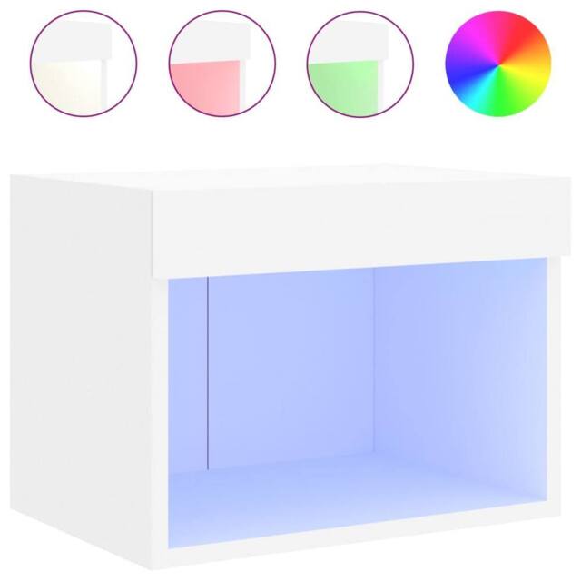 Berkfield Home Bedside Cabinet with LED Lights Wall-mounted White - image 1