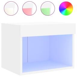 Berkfield Home Bedside Cabinet with LED Lights Wall-mounted White - thumbnail 1