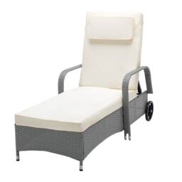 MCC Direct Rattan Sun Lounger Bed with Reclining function Garden & Outdoor in Grey - Size: 1 Pack - thumbnail 2