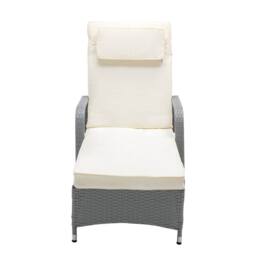MCC Direct Rattan Sun Lounger Bed with Reclining function Garden & Outdoor in Grey - Size: 1 Pack - thumbnail 3