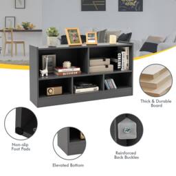 Costway Wooden Cube Bookcase 2 Tier Open Storage Shelving Unit with 5 Compartments in Grey - thumbnail 4