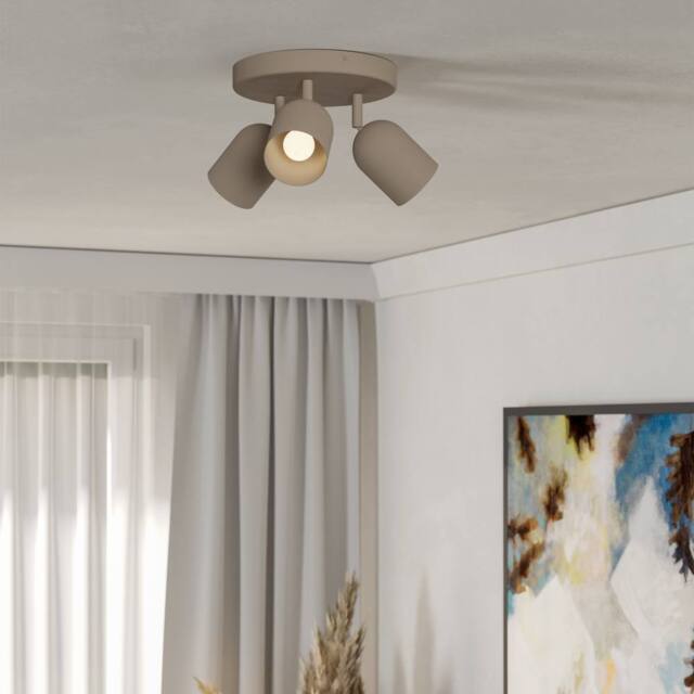 Eglo Tilston Steel Minimalist Triple Ceiling Spotlight, Sandy in Light Sand - image 1