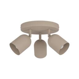 Eglo Tilston Steel Minimalist Triple Ceiling Spotlight, Sandy in Light Sand - thumbnail 2