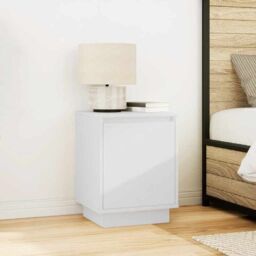 Berkfield Home Bedside Cabinet with LED Lights¬†White 38x34x50 cm in White - Size: 38 x 34 x 50 cm - thumbnail 4