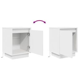 Berkfield Home Bedside Cabinet with LED Lights¬†White 38x34x50 cm in White - Size: 38 x 34 x 50 cm - thumbnail 9