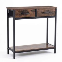 VOGREX Modern Small Entryway Table with 2 Fabric Drawers & Open Compartment in Brown - thumbnail 1