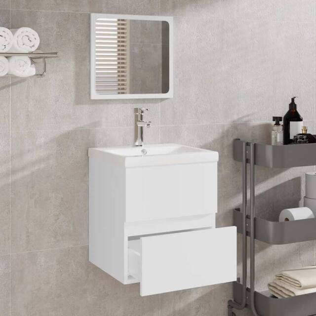 Berkfield Home Premium Bathroom Cabinet with Mirror White Engineered Wood - image 1