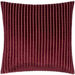 Paoletti Savoy Stripe Velvet Cushion in Burgundy - Size: 50 cm x 50 cm - thumbnail 2