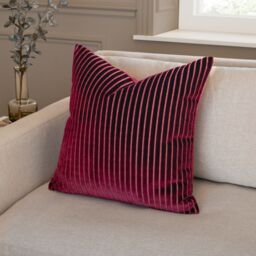 Paoletti Savoy Stripe Velvet Cushion in Burgundy - Size: 50 cm x 50 cm - thumbnail 1