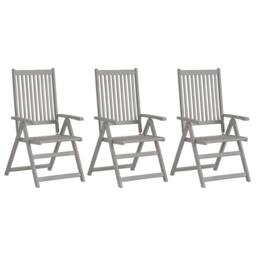 Berkfield Home Garden Reclining Chairs 3 pcs Grey Solid Acacia Wood