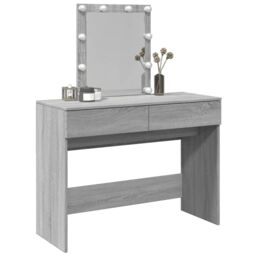 Berkfield Home Dressing Table with LED Grey Sonoma 100x40x130 cm - Size: 100 x 40 x 130 cm - thumbnail 4