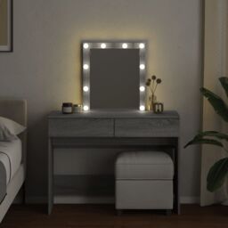 Berkfield Home Dressing Table with LED Grey Sonoma 100x40x130 cm - Size: 100 x 40 x 130 cm - thumbnail 3