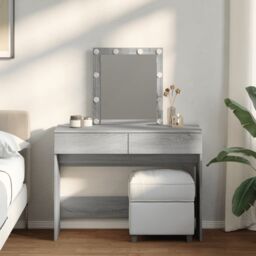 Berkfield Home Dressing Table with LED Grey Sonoma 100x40x130 cm - Size: 100 x 40 x 130 cm