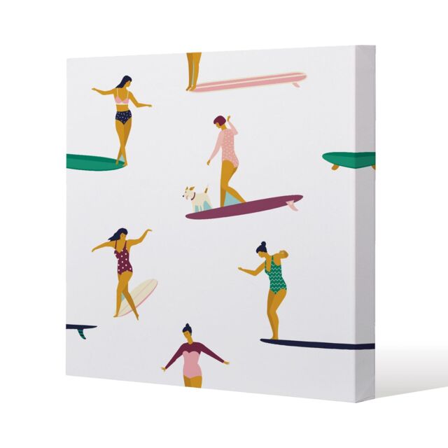 Benjamin Tate Design Female Surfers (Canvas Print) / 101 x 101 x 4cm in Natural - Size: 101 x 101 x 4 cm - image 1
