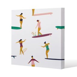 Benjamin Tate Design Female Surfers (Canvas Print) / 101 x 101 x 4cm in Natural - Size: 101 x 101 x 4 cm - thumbnail 1