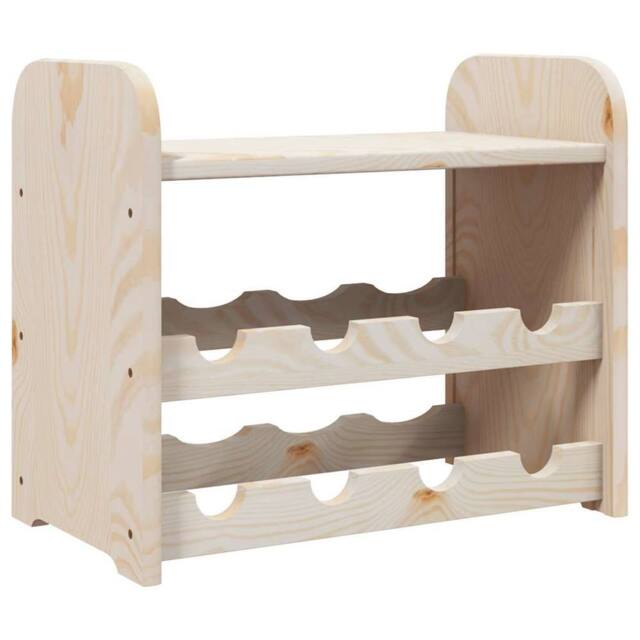 Berkfield Home Wine Rack with Top Board 43x25x37 cm Solid Wood Pine in Natural - Size: 43 x 25 x 37 cm - image 1