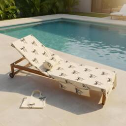 OHS Printed Beach Towel in a Bag with Inflatable Bolster Pillow Set in White - thumbnail 2