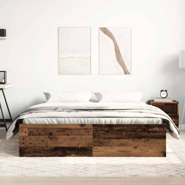 Berkfield Home Durable Bed Frame without Mattress Old Wood 150x200 cm Engineered Wood in Brown - image 1