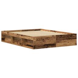 Berkfield Home Durable Bed Frame without Mattress Old Wood 150x200 cm Engineered Wood in Brown - thumbnail 4