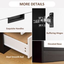 HOMCOM 2 Door Wardrobe Grey Wardrobe with 3 Drawer & Hanging Rod for Bedroom in White - thumbnail 6