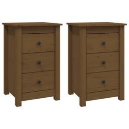 Berkfield Home Beautiful Bedside Cabinets 2 pcs Honey Brown 40x35x61.5 cm Solid - thumbnail 3