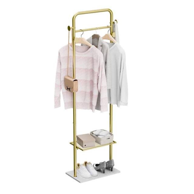 FORGEVIO Gold Clothes Rack Corner Hanging Rail Coat Stand Mable - Size: Medium - image 1