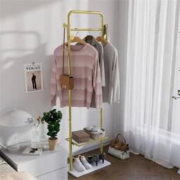 FORGEVIO Gold Clothes Rack Corner Hanging Rail Coat Stand Mable - Size: Medium - thumbnail 5