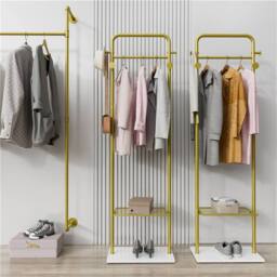 FORGEVIO Gold Clothes Rack Corner Hanging Rail Coat Stand Mable - Size: Medium - thumbnail 4