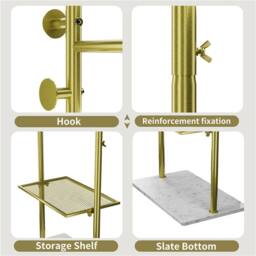 FORGEVIO Gold Clothes Rack Corner Hanging Rail Coat Stand Mable - Size: Medium - thumbnail 3
