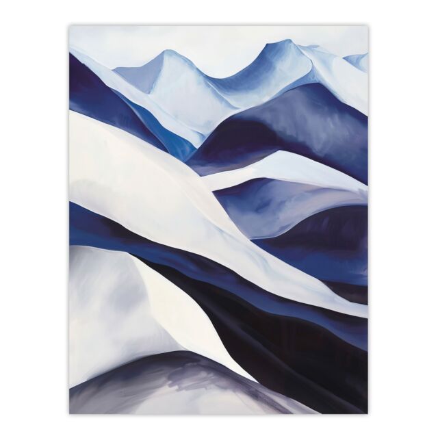 "Artery8 Snowy Mountains Painting Simple Calm Landscape Wall Art Print in Grey - Size: W18"" x H24""" - image 1