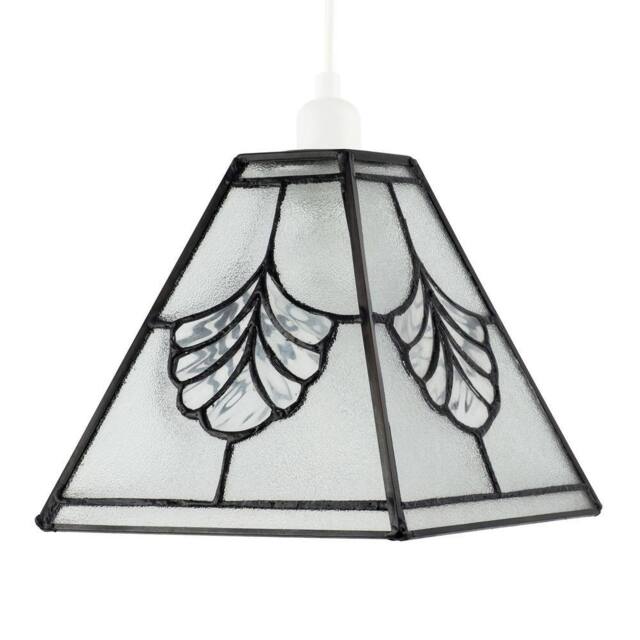 Happy Homewares Traditional Clear Glass Tiffany Pendant Light Shade with Floral Panels - image 1