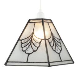 Happy Homewares Traditional Clear Glass Tiffany Pendant Light Shade with Floral Panels - thumbnail 2