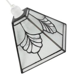 Happy Homewares Traditional Clear Glass Tiffany Pendant Light Shade with Floral Panels - thumbnail 6