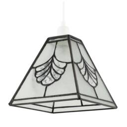Happy Homewares Traditional Clear Glass Tiffany Pendant Light Shade with Floral Panels - thumbnail 5