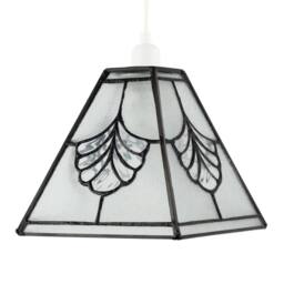 Happy Homewares Traditional Clear Glass Tiffany Pendant Light Shade with Floral Panels - thumbnail 1