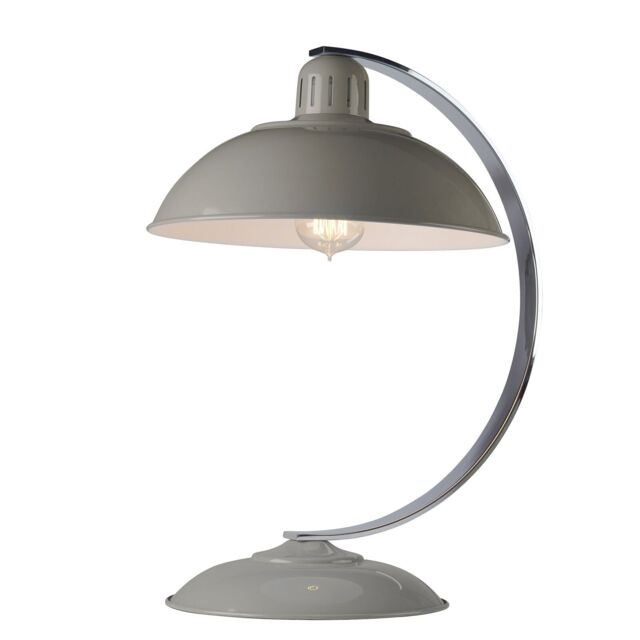 Loops Table Lamp Curved Arm Retro Style Office Light Tarpaulin Grey LED E27 60W Bulb