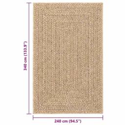 Berkfield Home Rug ZIZUR 240x340 cm Jute Look Indoor & Outdoor in Tan - Size: Medium - thumbnail 8