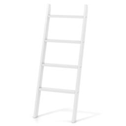 Costway 4-Tier Wooden Blanket Ladder 137 cm Wall Leaning Quilt Holder in White - thumbnail 3